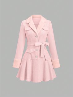 Damen einfarbiger flauschiger Splicing Peter-Pan-Kragen Einreiher eleganter Mantel, Herbst/Winter Babypink Elegant  Langärmelig Stoff Einfarbig Regulär Undehnbar  Women Clothing, size features are:Bust: ,Length: ,Sleeve Length: Coat Autumn, Elegant Coats, Women Overcoat, Winter Baby, Pan Collar, Kids Sleepwear, Peter Pan Collar, Outerwear Women, Fitted Dress