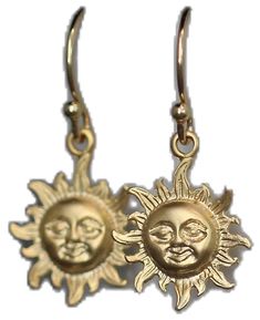 Elegant Sun Design Earrings As Gift, Elegant Gold Earrings With Sun Design, Elegant Sun Design Dangle Earrings, Celestial Yellow Gold Brass Earrings, Elegant Sun Design Drop Earrings, Elegant Dangle Earrings With Sun Design, Celestial Yellow Gold Earrings, Gold Celestial Earrings With Sun Design, Gold Jewelry With Sun Design Drop Earrings