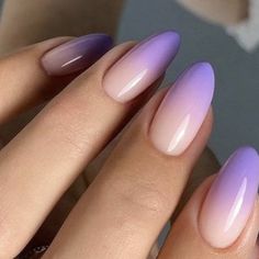 Ombre Nail Colors, Baby Boomers Nails, Purple Ombre Nails, Violet Nails, Unghie Sfumate, Lilac Nails, Purple Nail Designs, Ombre Nail Designs, Oval Nails