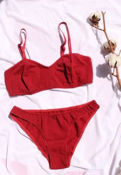 Cherry Red Cotton Underwear Set for Women / Organic Cotton Wireless Bralette / Cherry Red Cotton Lingerie Set / Cotton Bralette High Waisted - Etsy Cotton Lingerie, Cotton Bralette, Lingerie Sets, Cherry Red, Set For Women, Lingerie Set, String Bikinis, Bralette, Ukraine