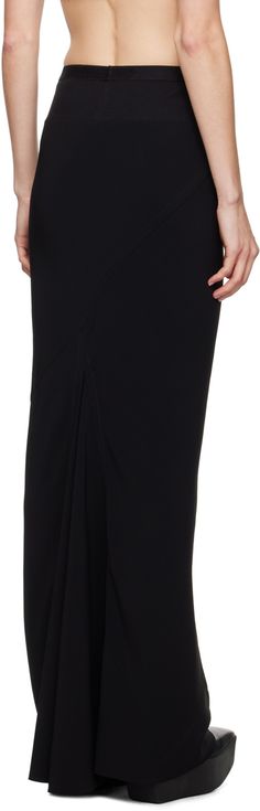 Bias-cut FSC®-certified viscose- and acetate-blend cady skirt. · Rib knit trim at elasticized waistband · Raw edge at hem · Godet at back hem · Unlined Supplier color: Black Formal Black Skirt With Elastic Waistband, Elegant Fitted Maxi Skirt In Viscose, Elegant Fitted Viscose Maxi Skirt, Evening Relaxed Viscose Skirt, Evening Fitted Skirt With Elastic Waistband, Fitted Evening Skirt With Elastic Waistband, Elegant Evening Maxi Skirt With Elastic Waistband, Black Fitted Viscose Skirt, Evening Elastane Pencil Skirt