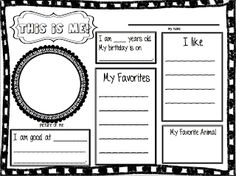 this is me worksheet for the first grade student to use in their class