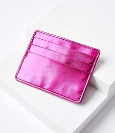 Think everyday necessities can't shine? Think again with this metallic card case, a sleek pop of effortless glam. 2" x 1" x 2".,Imported:Imported,Fabrication:100% Polyurethane Loft Metallic Card Case Melrose Pink Women's by Loft Size Regular - One Size Melrose Pink Women's Other, Fashion, Accessories, 100%, Polyurethane Loft Store, Burgundy Style, Xmas Wishes, Promo Gifts, Customer Service Gifts, Mastercard Credit Card, Think Again, Small Accessories, Small Bags