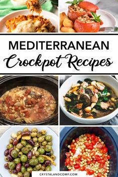 mediterranean crockpot recipe collage with text overlay