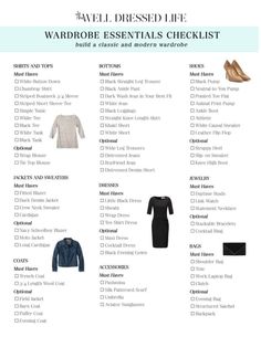 The Well Dressed Life, Wardrobe Checklist, French Minimalist, Capsule Wardrobe Checklist, Essentials Checklist, Interview Attire, Formal Women, Black Ankle Pants, Office Wardrobe