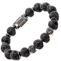 The Black Crystal Bracelet is a stunning and versatile handmade piece that can be worn with any outfit. Featuring black lava rock and crystal beads, this handmade bracelet has a natural and earthy feel while also offering the benefits of crystal energy. The silver plated Swarovski charm adds a touch of elegance and sparkle to the design, making it perfect for dressing up or down.The Black Crystal Bracelet is not only stylish, but also has spiritual benefits. The black lava rock stone beads are b Silver Lava Stone Beaded Bracelets With 8mm Beads, Silver Beaded Bracelets With 8mm Lava Stone Beads, Adjustable Lava Stone Beaded Bracelets With Natural Stones, Round Beads Bracelet With Natural Lava Stone, Spiritual Black Beaded Bracelets With Stones, Adjustable Silver Lava Stone Bracelets, Elegant Lava Stone Beaded Bracelets, Elegant Adjustable Lava Stone Jewelry, Elegant Lava Stone Bracelets With Round Beads