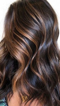 Lights On Dark Hair, Brown Highlights On Black Hair, Heavy Highlights On Dark Hair, Dark Hair Ideas, Highlights For Dark Hair, Accent Highlights, Blonde Peekaboo Highlights, Heavy Highlights