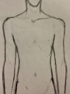 a drawing of a man's torso with his hands on his hips and one hand on his hip