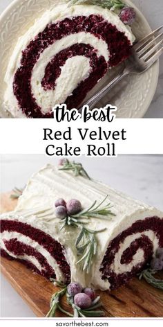 the best red velvet cake roll with cream cheese frosting