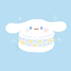 an illustration of a cake with blue and yellow sprinkles on it's face