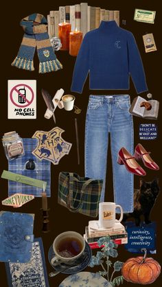 Created by fortheloveofpecolla on Shuffles Hogwarts Study, Ravenclaw Outfit Aesthetic, Harry Potter Ravenclaw Outfits, Ravenclaw Outfit, Cosy Aesthetic, Hogwarts Outfits, Ravenclaw Aesthetic, Harry Potter Ravenclaw, Hogwarts Aesthetic