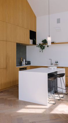 the kitchen is clean and ready to be used as a dining room or office space