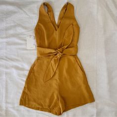 Nwt. Color Is Cairo Gold (Mustard Yellow) Crepette Material Casual Yellow Jumpsuits And Rompers For Work, Yellow Sleeveless Jumpsuit For Work, Yellow Sleeveless Jumpsuits And Rompers For Work, Yellow V-neck Jumpsuits And Rompers For Work, Mustard Fitted Casual Jumpsuits And Rompers, Yellow Jumpsuit For Spring Workwear, Yellow Jumpsuits And Rompers For Spring Workwear, Spring Yellow Jumpsuits And Rompers For Workwear, Chic Yellow Jumpsuits And Rompers For Beach