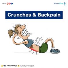 an image of a cartoon character that is running and has the words crunches & backpain