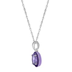 Simple and elegant, this sterling silver amethyst oval pendant necklace completes any outfit. Click on this JEWELRY & WATCHES GUIDE to learn about fit, styles, materials and more! Simple and elegant, this sterling silver amethyst oval pendant necklace completes any outfit. Click on this JEWELRY & WATCHES GUIDE to learn about fit, styles, materials and more! FEATURES Dimensions: 0.38" x 0.3" Chain length: 18 in. Chain type: rope Clasp: spring-ring Metal: sterling silver Plating: rhodium Finish: p Purple Oval Pendant Necklace For Anniversary, Oval Hallmarked Necklace, Purple Oval Necklaces For Anniversary, Purple Oval Necklace For Anniversary, Oval Purple Necklace For Anniversary, Purple Oval Pendant Birthstone Jewelry, Purple Birthstone Oval Pendant Jewelry, Purple Hallmarked Necklace, Polished Finish Oval Cabochon Necklace