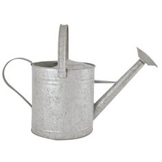 a metal watering can with an arrow sticking out of the top, on a white background