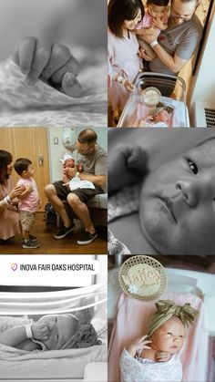 a collage of photos with babies and adults