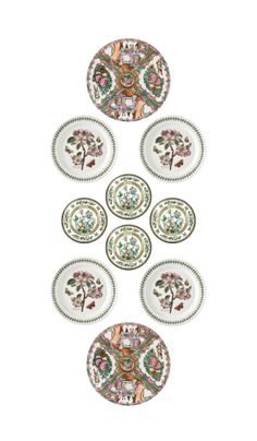 six plates with different designs on them