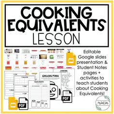 cooking equavables lesson for the classroom