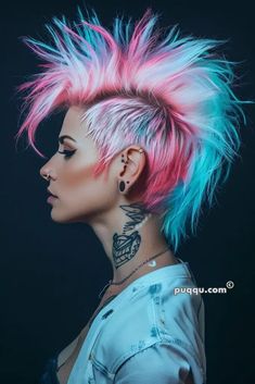 Chelsea Hawk Haircut, Womens Mohawk, Mohawk Haircut For Women, Girl Mohawk, Ash Gray Hair Color, Mohawk Hairstyles For Women, Mohawk Haircut, Braided Crown, Hair Couture