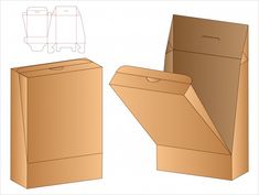 an open cardboard box with the lid and side view showing it's inner compartment