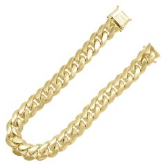 Here's a Miami Cuban Link Bracelet. From our Miami Cuban Link Bracelets collection, this 10K Solid Yellow Gold Miami Cuban Link bracelet features a shiny finish. Product Details: Metal: Real Solid 10K Gold Weight: 4.0mm: 11.11 grams (1.23 g/in)5.0mm: 17.22 grams (1.91 g/in)6.0mm: 25.35 grams (2.81 g/in)7.0mm: 32.62 grams (3.62 g/in)8.5mm: 46.25 grams (5.13 g/in)11.5mm: 90.27 grams (10.03 g/in)Length: All weights are written in 9" version, the weight will change depending on the size you choose. Cuban Link Bracelet, Bracelets Collection, Miami Cuban Link Chain, Miami Cuban Link, Real Gold Jewelry, Link Chain Bracelet, Miami Cuban, Cuban Link Chain, Cuban Link