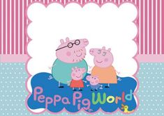 peppa pig world logo with three peppo pigs