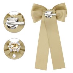 Suitable for daily use, it is a good gift for your friends. Perfect for parties, weddings, everyday office work, or other occasions. Wear it with stand-collar shirts, sweaters, blouses, and dresses for an elegant look and added glamour. Specification: 1. Clip closure on ribbon back, which can pin your bow tie faster and easier. 2. Nice Accessories: Match with a collar shirt, sweater, blouse, and dress to increase your elegant personality. 3. Add this fancy bow brooch to make daily life more inte Elegant Party Hair Accessories Brooch, Elegant Bow Pins As Gifts, Elegant Bow Pins As A Gift, Elegant Bow Pins For Gifts, Elegant Butterfly Knot Hair Accessories For Party, Elegant Hair Accessories With Bow Tie For Gifts, Elegant Bow Tie Hair Accessories As Gift, Elegant Party Hair Accessories With Butterfly Knot, Elegant Gold Hair Accessories As Gift