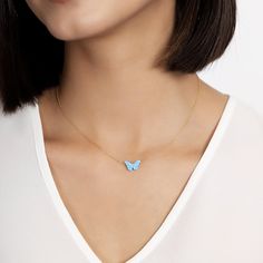 Your perception of your looks is influenced by the jewelry you wear, and a quality piece should evoke a transformation akin to a butterfly emerging from its cocoon, making you feel splendid. Delicate Blue Birthstone Jewelry, Delicate Blue Sterling Silver Necklace, Turquoise 14k Gold Necklaces, Delicate Blue Gemstone Jewelry, Blue Pendant Necklace In 14k Gold, Blue 14k Gold Pendant Necklace, Fine Jewelry With Blue Delicate Chain, Blue Fine Jewelry With Delicate Chain, Blue Delicate Chain Fine Jewelry