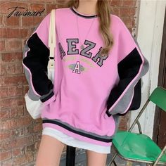 912314371-5 Harajuku Hoodie, Oversized Streetwear, Hoodie Brands, Streetwear Casual, Long Sleeve Sweatshirt, Long Sleeve Sweatshirts, Letter Print, Women Long Sleeve, Autumn Winter