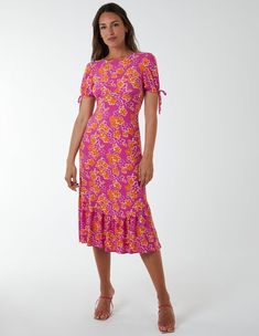 Embrace the flower power trend this Summer with this striking printed dress. Just team with your favourite sandals for a fun summer style.Made in ChinaMachine washable Round neckline Short sleeveUnfastenedModel wears a size 8Model height: 179cm / 5’10” Pink Crew Neck, Back Details, Pink Crewneck, Fun Summer, Printed Dress, Summer Style, Scrunchies, Flower Power, Summer Fun