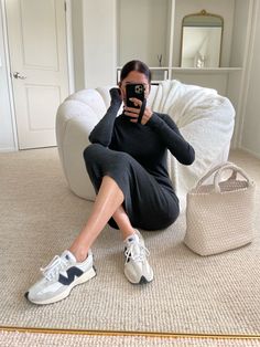 New Balance 327 Women Outfit, New Balance 327 Outfit, Balance Outfit, Inspo Fits, Fitness Outfit, Sweater Dress Outfit