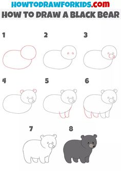 how to draw a black bear step by step drawing instructions for kids and beginners