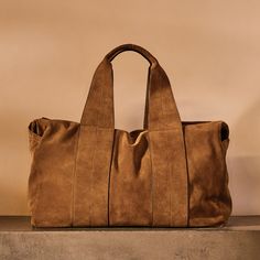 Suede Montecito Weekend Bag - Tabacco | James Perse Los Angeles Weekend Bag, Travel Duffle, Backpack Tote Bag, Tote Backpack, Duffel Bag, Weekender Bag, Welt Pockets, Welt Pocket, Kid Shoes