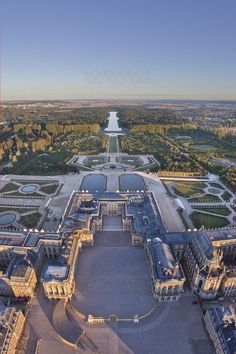 an aerial view of the palace and gardens