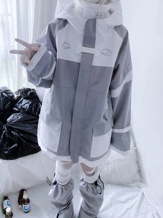 The price is for a jacket only, others are not included.  Garment Size   	 		 			Size 			M 			L 			XL 		 		 			Full Length 			74 			76 			78 		 		 			Bust 			140 			144 			148 		 		 			Sleeve Length 			66 			68 			70 Harajuku Long Sleeve Winter Outerwear, Harajuku Style Long Sleeve Winter Outerwear, Oversized Harajuku Long Sleeve Outerwear, Gray Long Sleeve Outdoor Outerwear, Gray Long Sleeve Streetwear Outerwear, Gray Long Sleeve Outerwear For Streetwear, White Hooded Harajuku Style Outerwear, White Harajuku Hooded Outerwear, Harajuku Long Sleeve Streetwear Outerwear