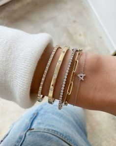 Gold Bracelets Stacked, Luxe Jewelry, Initial Bracelet