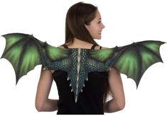 This Dragon Wings and Mask Set in matching green and black dragon sublimated scale print are perfect for Halloween, comic cons, theatrical productions, cosplay and more! The mask is sculpted with molded scales and spike details, large horns and long snout with sharp (not really - they just look like it) teeth. We also sell the dragon tail, headpieces and gloves separately on our page (subject to availability) to make a great DIY, cosplay, Halloween or theatrical costume more complete. Due to var Dragon Mask, Dragon Tail, Wings Costume, Dragon Wings, Black Dragon, Costume Accessories, Headpiece, Top Brands, Dress Up