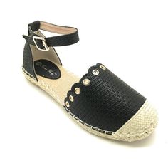 Victoria K Women's Ankle-Strap Mary Jane Espadrilles ,Slip-on Flats Size: 6.5.  Color: Black.  Gender: female.  Age Group: adult. Trendy Black Espadrille Sandals, Black Espadrille Sandals For Spring, Black Flats For Spring Beach Outings, Black Beach Flats For Spring, Black Flats For Beach In Spring, Black Closed Toe Flats For Beach, Adjustable Buckle Closure Round Toe Espadrilles, Adjustable Buckle Closure Espadrilles For Spring, Black Spring Beach Flats