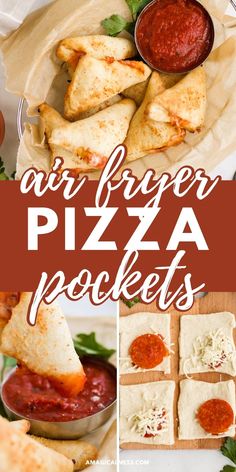 air fryer pizza pockets with text overlay