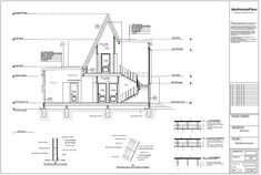 an architectural drawing of a house with stairs and other details on the floor plan for it