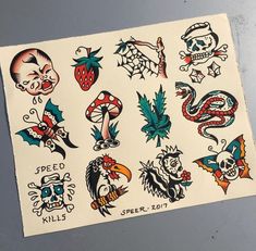 an assortment of tattoos on a piece of paper