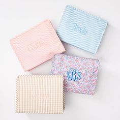 Convenient organization in stylish patterns, these pouches are great for anything from baby care to beach days. Made from wipeable coated cotton with a heavy duty plastic zipper, use it to keep your diaper bag or beach tote organized, or as a cute cosmetic pouch for travel. Makes a delightful gift, especially when customized with a name or monogram.    10.5"w x 3.5"d x 8.75"h  Wipeable coated cotton with polyester twill lining and a plastic zipper.  Spot clean only.  Imported.  Personalization i Leather Watch Roll, Leather Tassel Keychain, Leather Money Clip Wallet, Leather Tablet Case, Free Monogram, Leather Money Clips, Tote Organization, Mark And Graham, Pouch Pattern