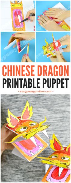 this is an easy dragon printable puppet for kids to make