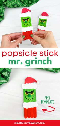 Grandkid Crafts, Grinch Craft, Cool Crafts For Kids, Popsicle Craft, Library Christmas, Craft Ideas With Paper, Popsicle Stick Crafts For Kids, Ideas With Paper, Kids Craft Ideas