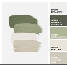 the shades of green and white are shown in this color scheme for interior paint colors