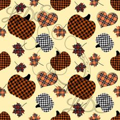 an image of hearts and leaves on a yellow background with black and white checkers