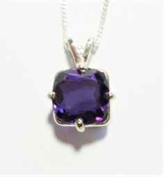 Amethyst Pendant Beautifully Faceted Rich Purple Square Cushion Cut Amethyst Jewel Genuine Amethyst Classic Amethyst Purple Necklace, Classic Purple Amethyst Necklace, Classic Amethyst Necklace For Gift, Classic Amethyst Pendant Necklace, Classic Purple Necklace For Gift, Classic Hallmarked Amethyst Necklace, Royal Purple Color, Purple Square, Miramar Beach