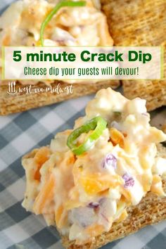 This 5 minute crack dip comes together in 5 minutes and is perfect for serving with crackers.  Ideal for pool side snacking, game day snacking or just to serve with cocktails! #dip #cheesespread #cheesedip #crackdip via @westviamidwest Cold Dip Recipes, Dip Easy, Mini Sandwiches, Snack Dip