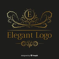 elegant logo with crown on black background